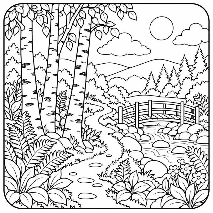 Birch woodland path