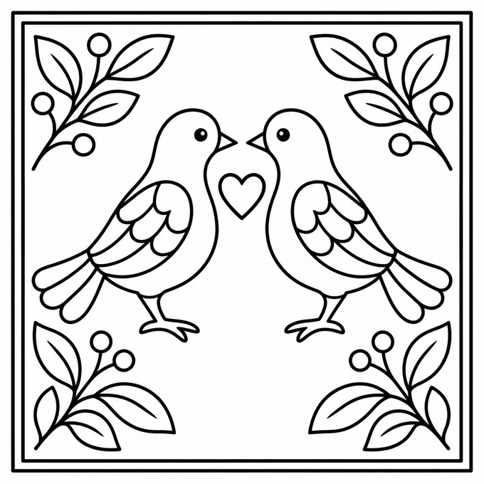 Two birds tile coloring page