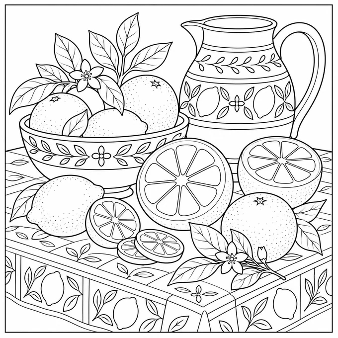 Lemons and oranges coloring page