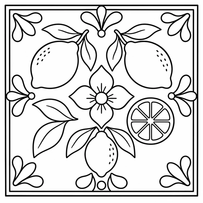 Lemon tile coloring page