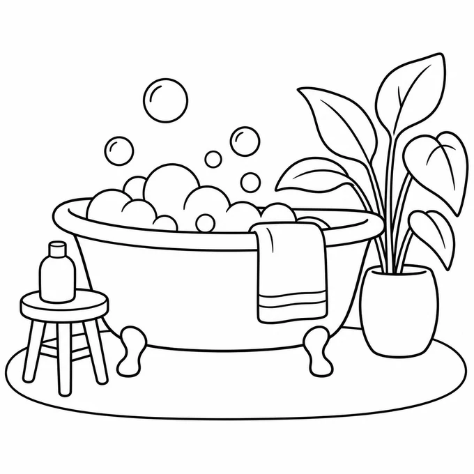 Bubble bath coloring page