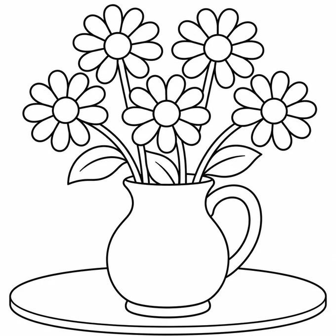 Daisies in a jug coloring page