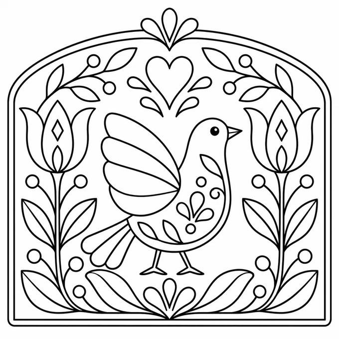 Folk bird panel