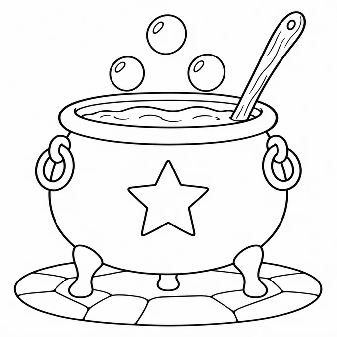 Witch's cauldron coloring page