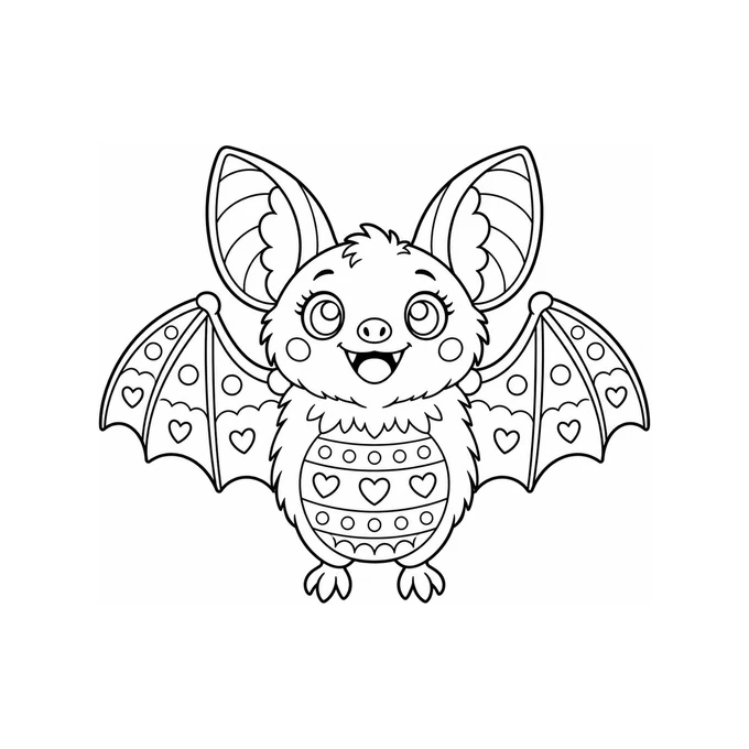 Big-eared Halloween bat coloring page