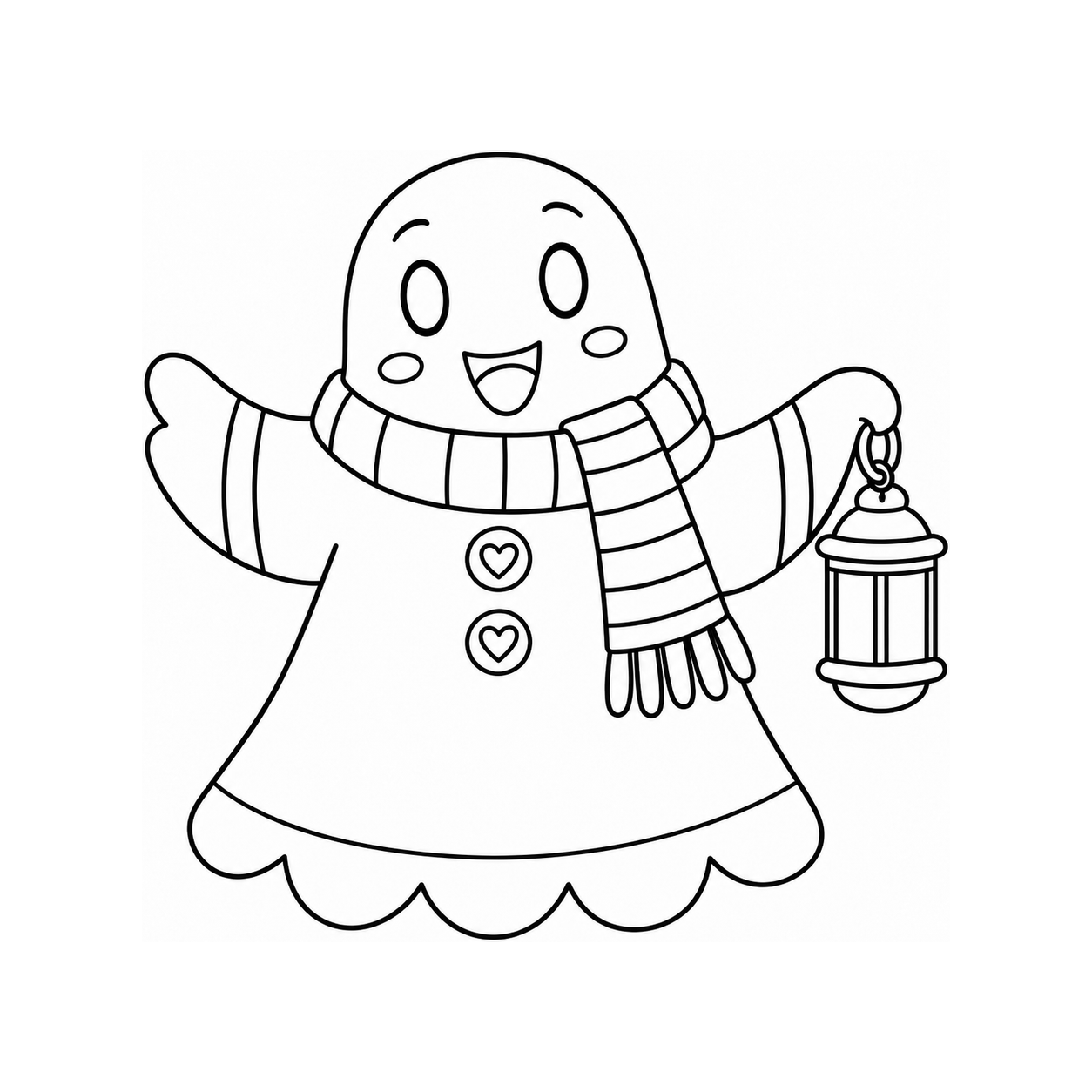 Ghost with a lantern, a coloring page to print