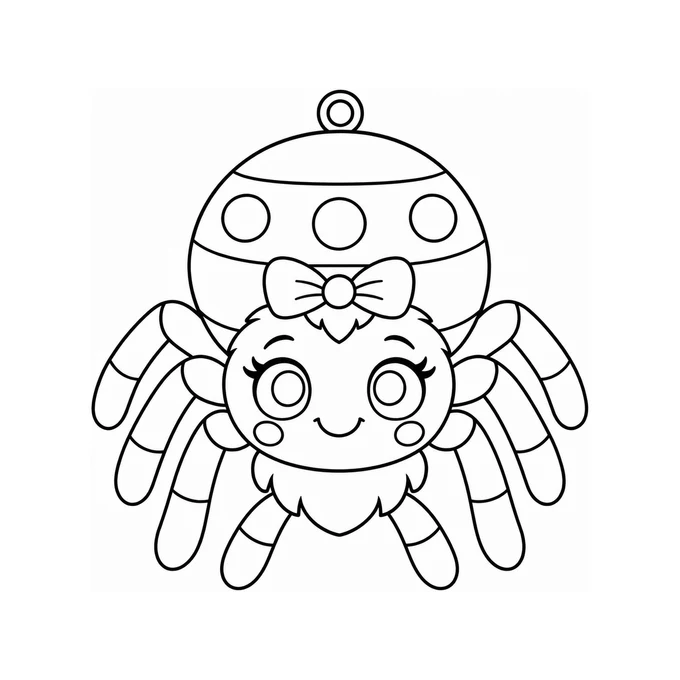 Cute dangling spider coloring page