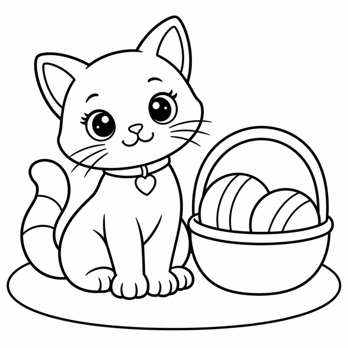 Kitten's yarn basket