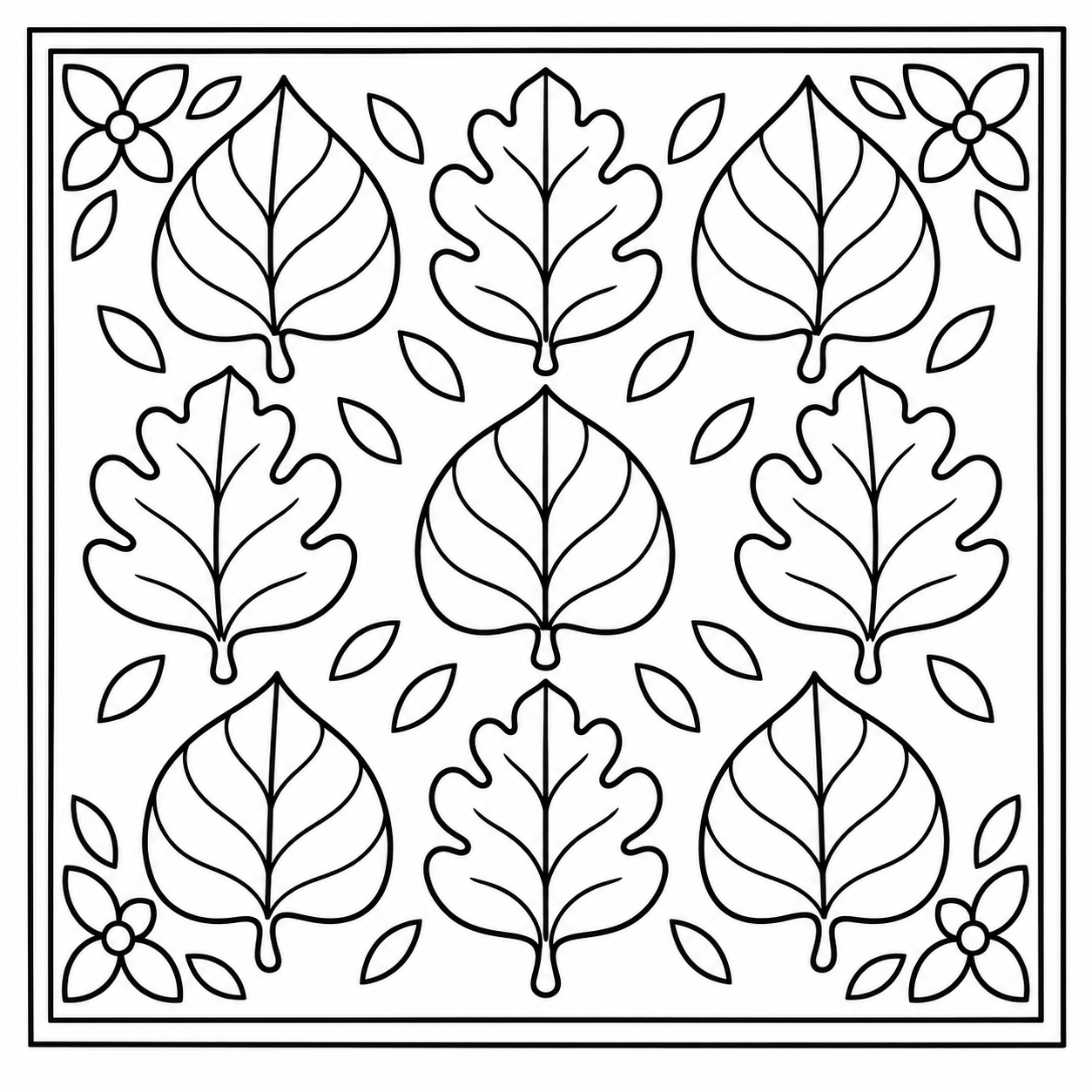 Leaf rhythm, a coloring page to print