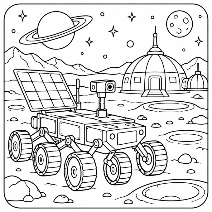 Moon rover coloring page