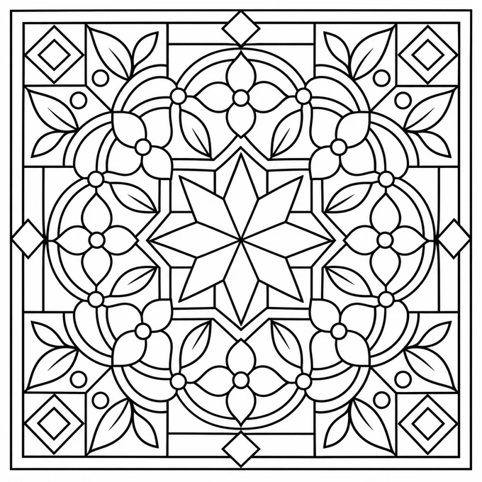 Mosaic tile pattern coloring page