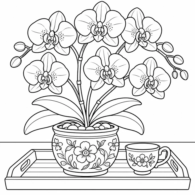 Orchid in porcelain