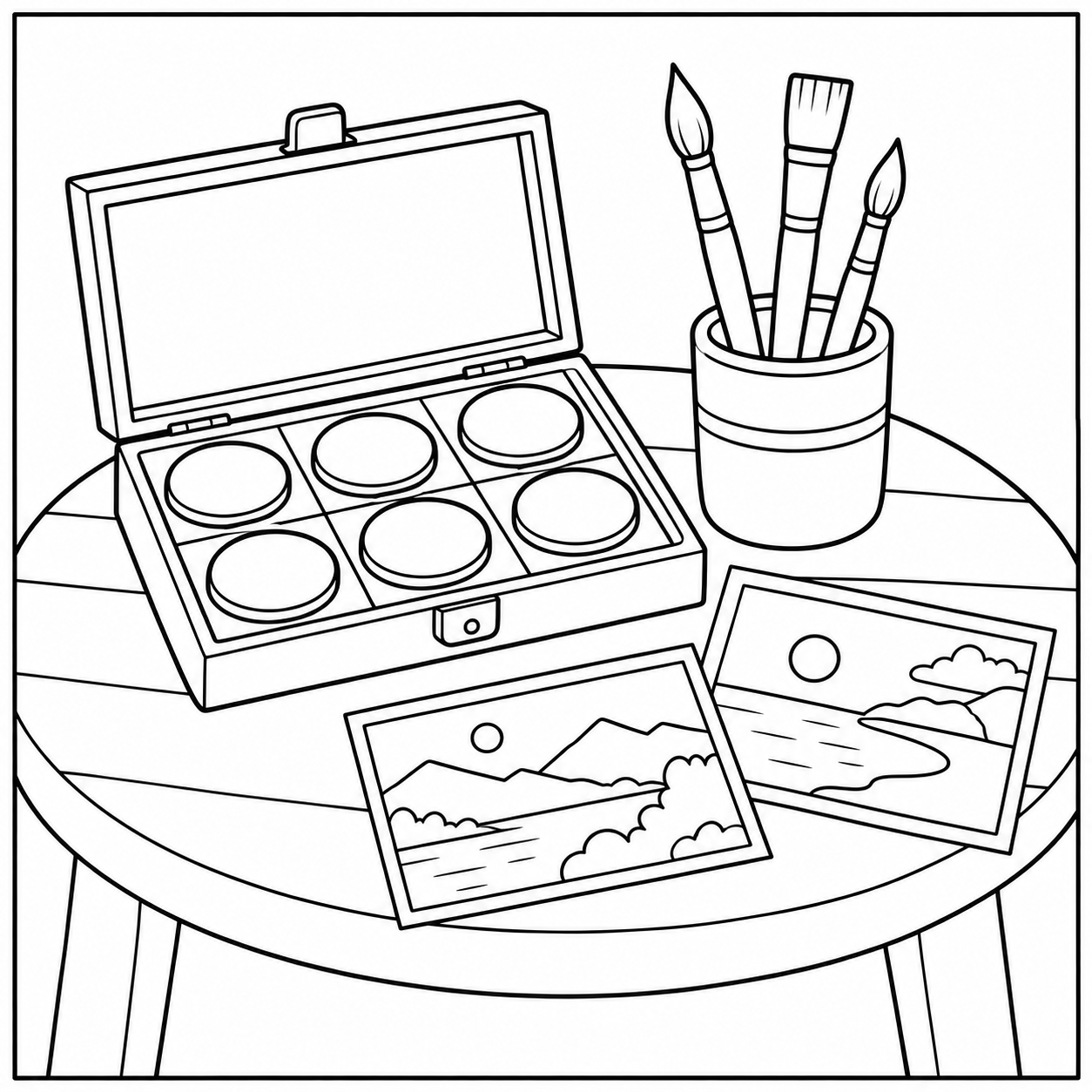 Paint box, a coloring page to print