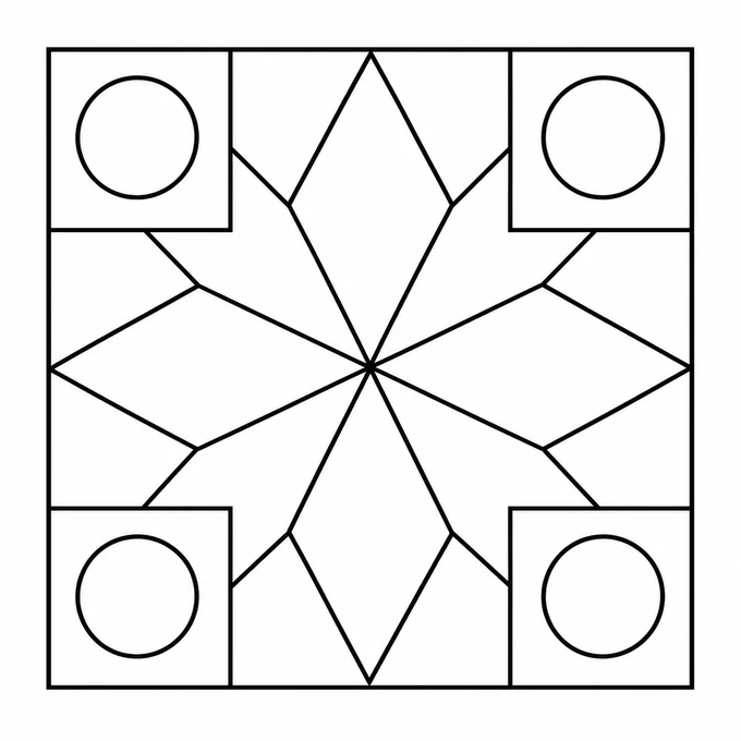 Patchwork quilt star coloring page