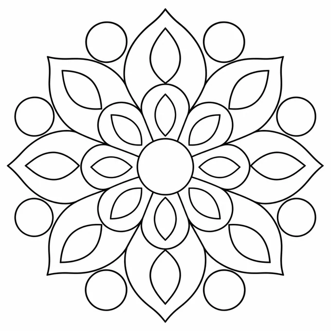 Simple flower mandala coloring page