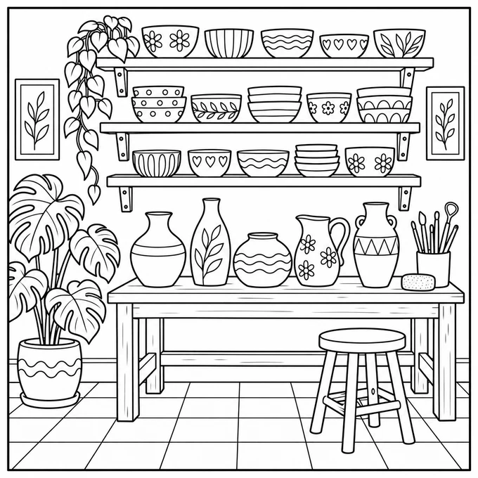 Pottery bench