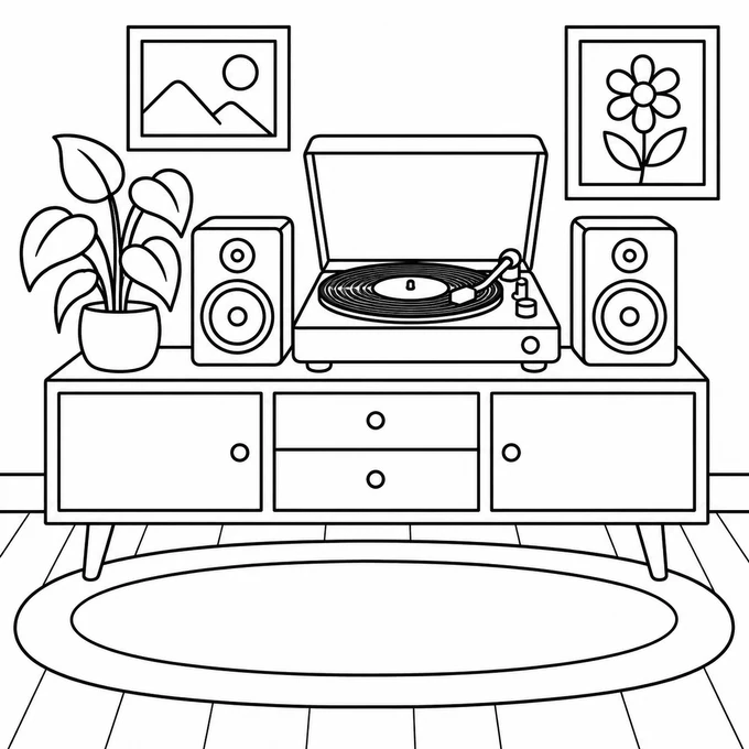 Record player coloring page
