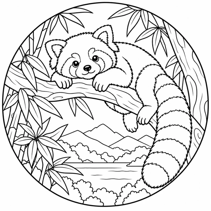 Red panda in bamboo