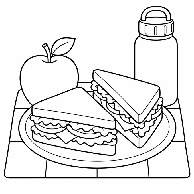 Picnic sandwiches coloring page