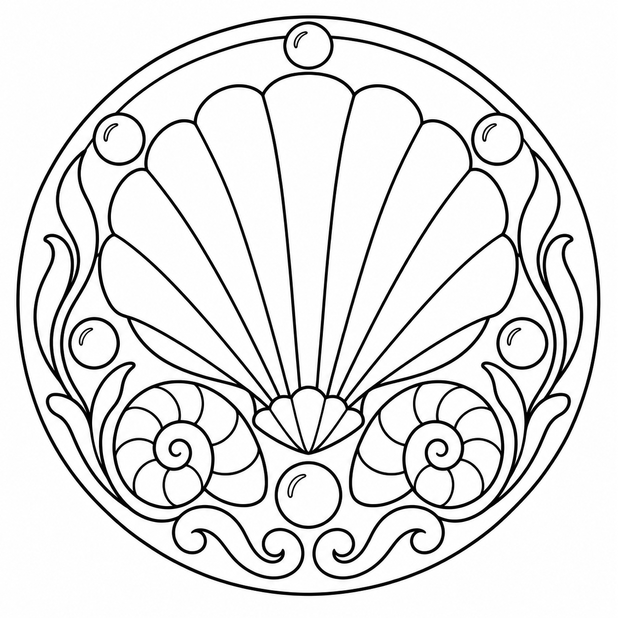 Shell fan, a coloring page to print