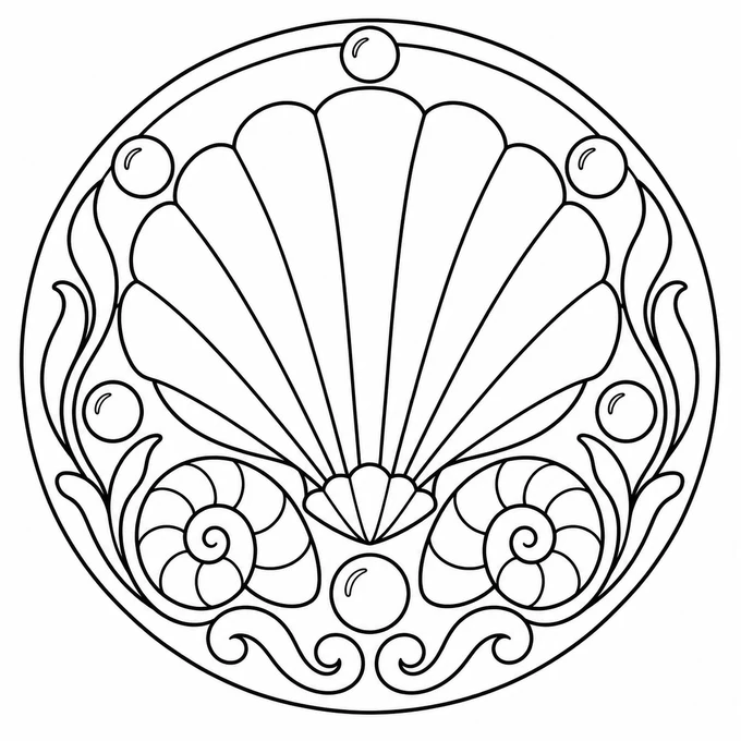 Seashell pattern coloring page