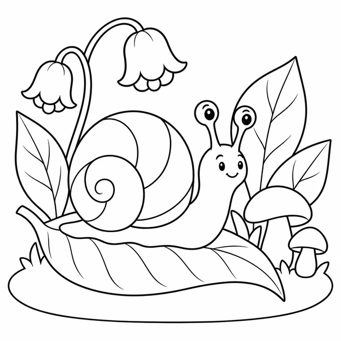 Snail on a leaf coloring page