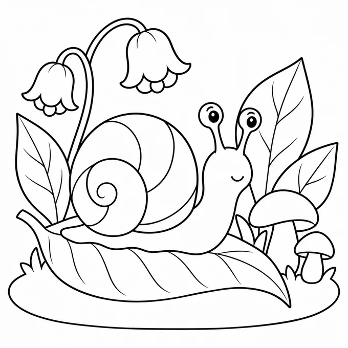 Snail on a leaf coloring page