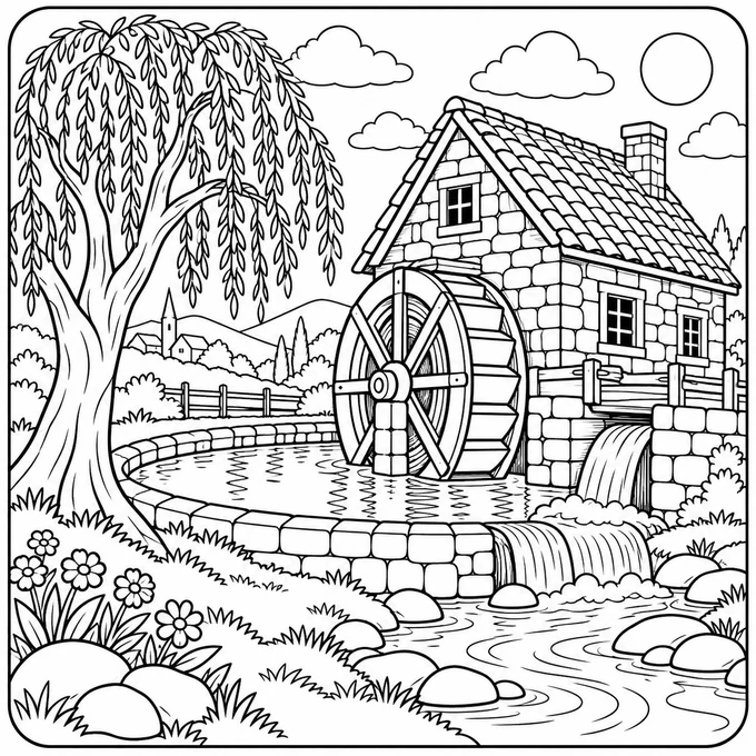 Watermill and willow