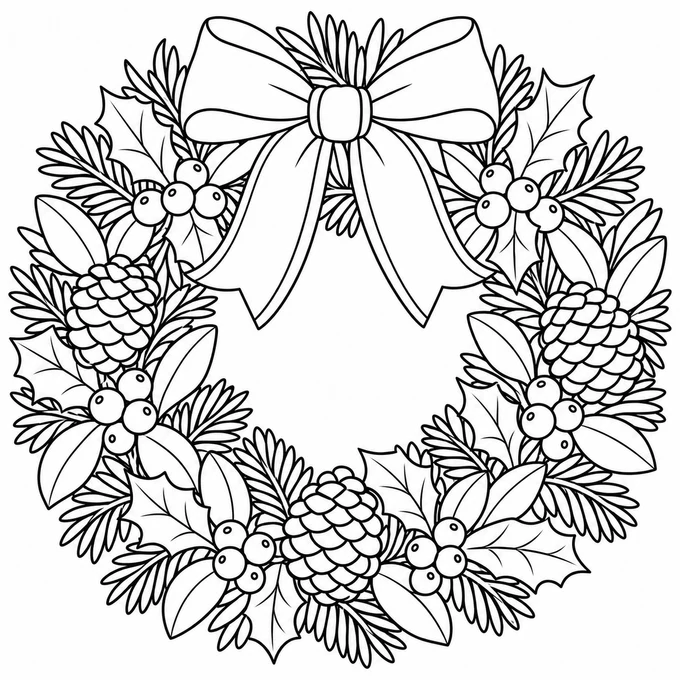 Winter evergreen wreath