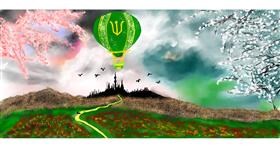 Drawing of Hot air balloon by Chaching