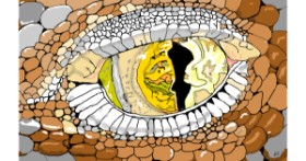 Drawing of Lizard by Flowerpot
