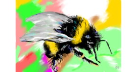 Drawing of Bumblebee by Flowerpot