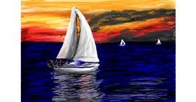 Drawing of Sailboat by Mia