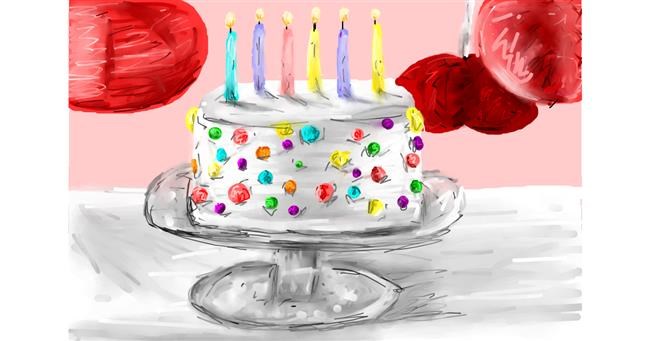 Drawing of Birthday cake by Mia