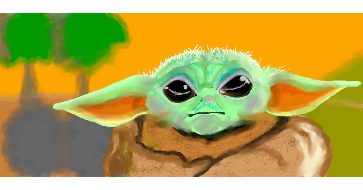 Drawing of Baby Yoda by Debidolittle