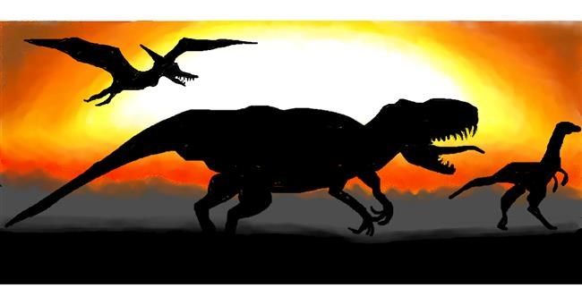 Drawing of T-rex dinosaur by Debidolittle