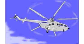 Drawing of Helicopter by flowerpot