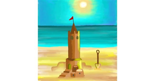 Drawing of Sand castle by Unknown