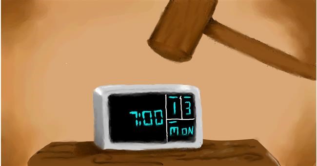 Drawing of Alarm clock by Unknown