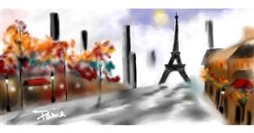 Drawing of Eiffel Tower by Chaching