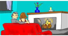 Drawing of Fireplace by Swimmer 