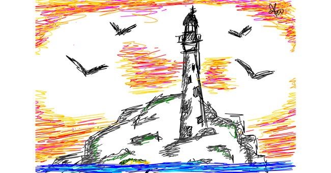 Drawing of Lighthouse by Hashbrown