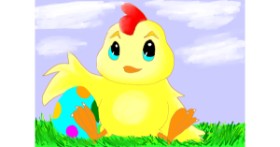Drawing of Easter chick by Data