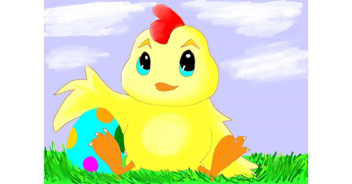 Drawing of Easter chick by Data