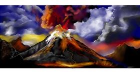 Drawing of Volcano by Chaching