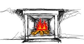 Drawing of Fireplace by Eeezzz