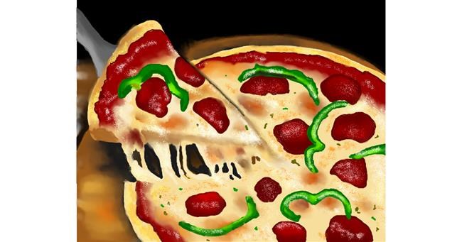 Drawing of Pizza by Cec
