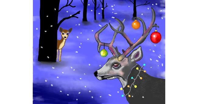 Drawing of Reindeer by Cec