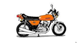 Drawing of Motorbike by flowerpot
