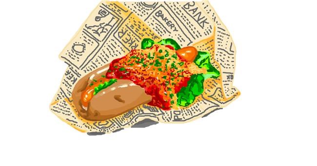 Drawing of Hotdog by Mochi